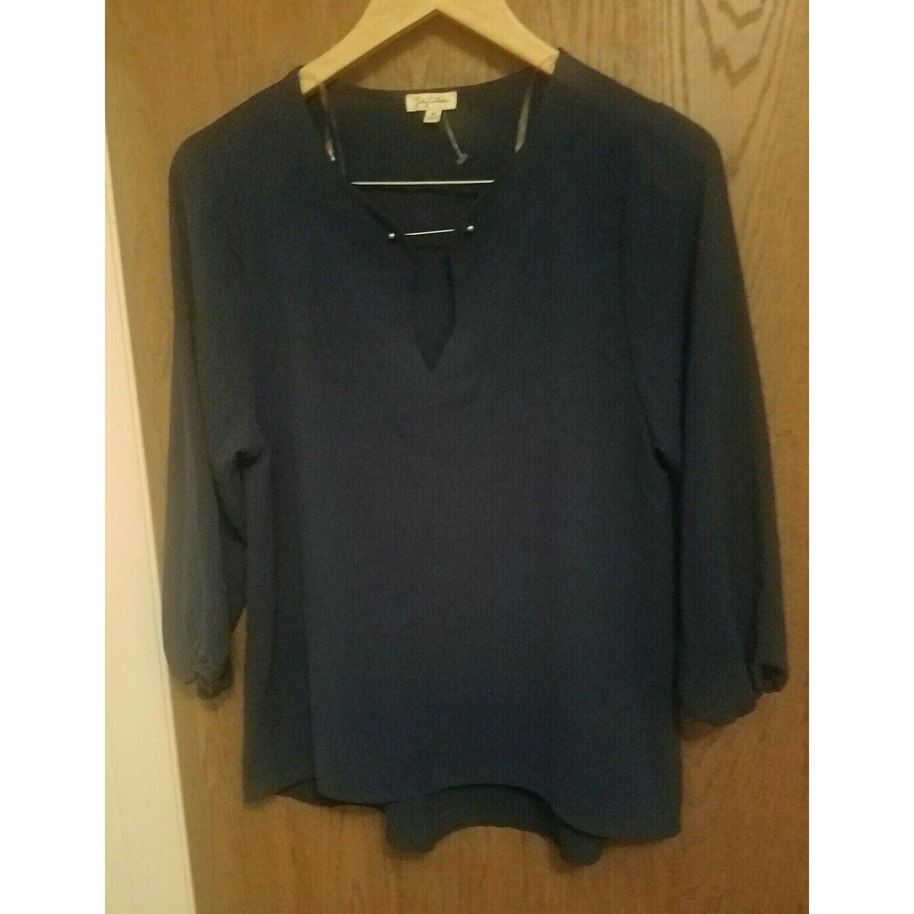 Lily White Juniors Woven Blue Top Size Medium